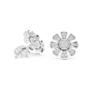 Floral Moissanite Stud Earrings - 925 Sterling Silver & Solid Gold