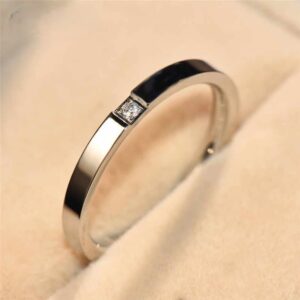 Minimalist Diamond Solitaire Ring, Thin Gold Stacking Ring, Dainty Promise Ring, 925 Silver Wedding Band for Women