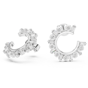 Moissanite Halo Huggie Earrings - 925 Sterling Silver & Gold, Luxury Bridal Earrings