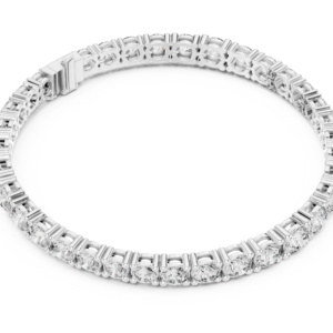 Round Moissanite Tennis Bracelet, 925 Sterling Silver Diamond Bracelet, Statement Jewelry