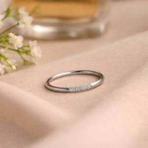 Minimalist Diamond Bar Ring, Thin Gold Stacking Ring, Dainty Promise Ring, 925 Silver & Solid Gold Delicate Wedding Band for Women