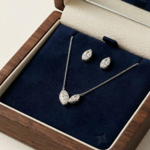 Marquise Halo Necklace & FREE Earrings, Moissanite Jewelry Set, 925 Sterling Silver Pendant, Bridal Gift for Her, Wedding Jewelry