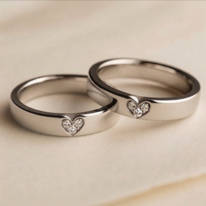 Couple Heart Rings Set, Matching Promise Rings for Couples, Minimalist His & Hers Wedding Band Set, Anniversary Gift