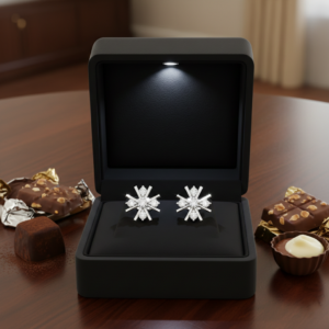 Snowflake Moissanite Stud Earrings - Rose Gold & Silver Bridal Earrings, Minimalist Wedding Jewelry