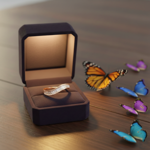 Curved Baguette Moissanite Wedding Band - Contour Stackable Bridal Ring